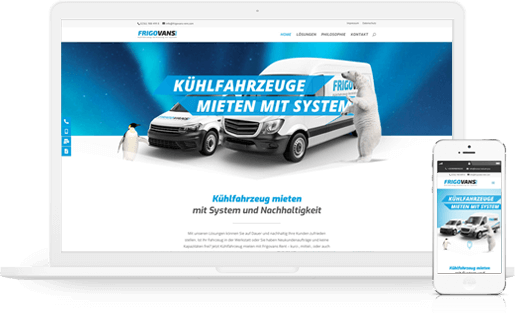Webdesigner essen - Webdesign aus Essen - Referenzen und Projekte im Überblick mit Beispiel www.frigovans-rent.com - Vermietung von Kuehlfahrzeugen
